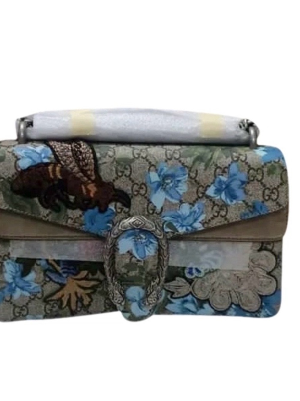 Gucci Floral GG Supreme Shoulder Bag in Blue and Brown